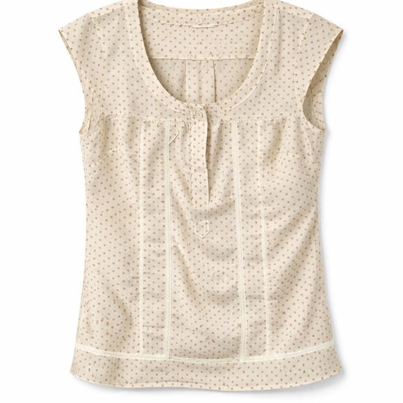 Eddie Bauer Tops - Eddie Bauer Cream Ruched Cap Sleeve Blouse - S